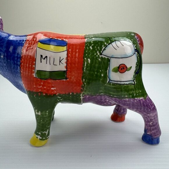 Ceramic Cow Coin Bank Milk Cream Statue Farmhouse Country Folk Art - Picture 15 of 15
